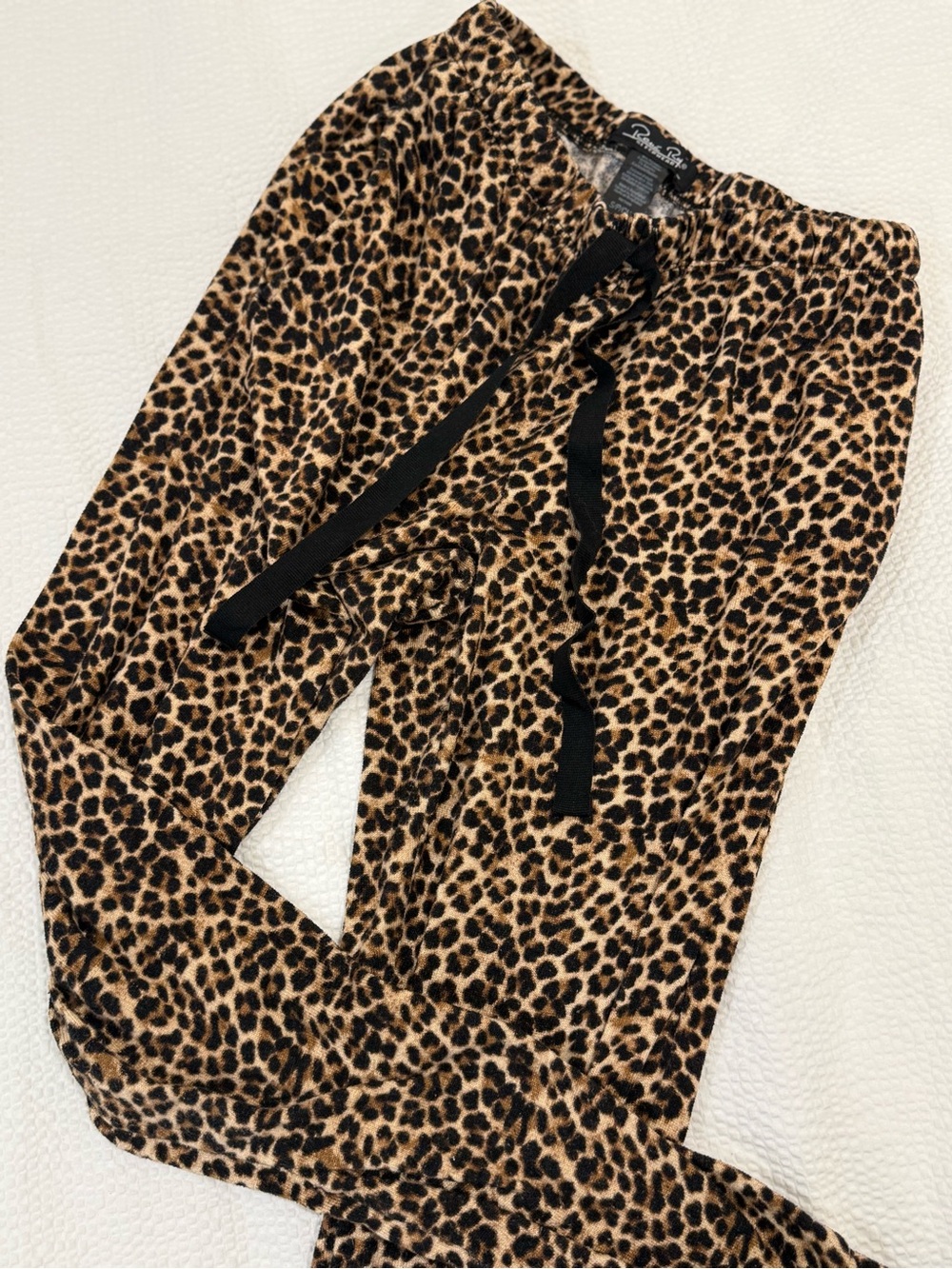 Leopard-Print Jogger Pants with Drawstring Waist - Tan & Black